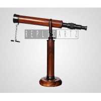 Nautical Brass Wooden Maritime Telescope With Wooden Stand