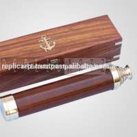 Nautical Brass Handicraft Telescope With Wooden Box, Nautical Marine Spyglasses